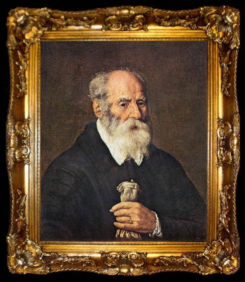 framed  BASSETTI, Marcantonio Portrait of an Old Man with Gloves 22, ta009-2